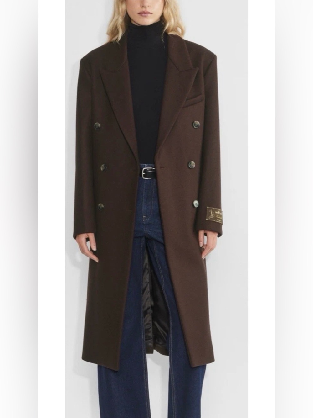 Aritzia women Double-Breasted Brown Wool Coat xs